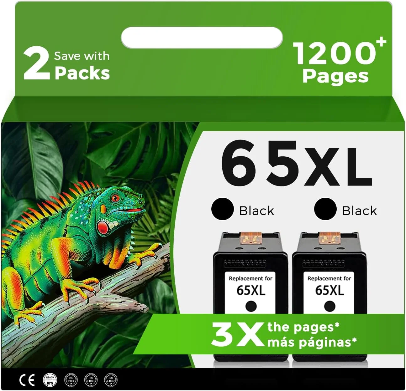Cartucho de tinta 65XL negro compatible con HP
