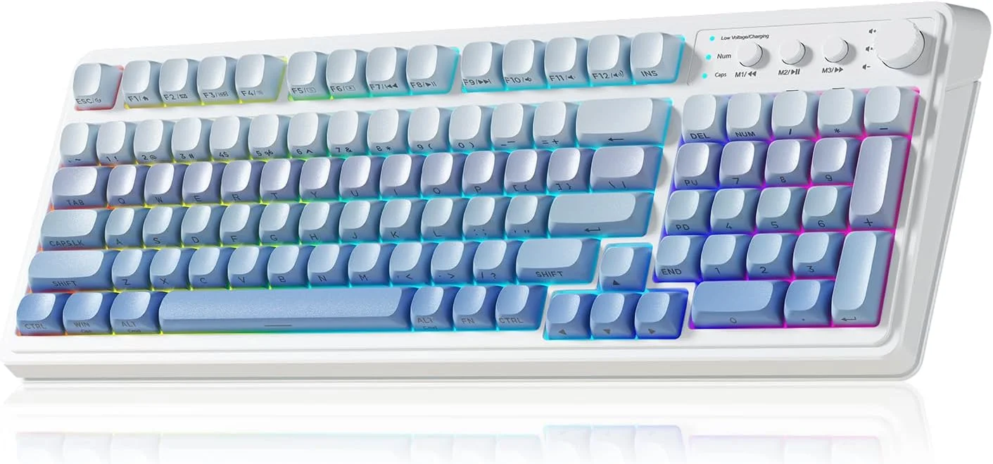 Teclado Gamer Aula S99 Inalámbrico Membrana RGB Crema