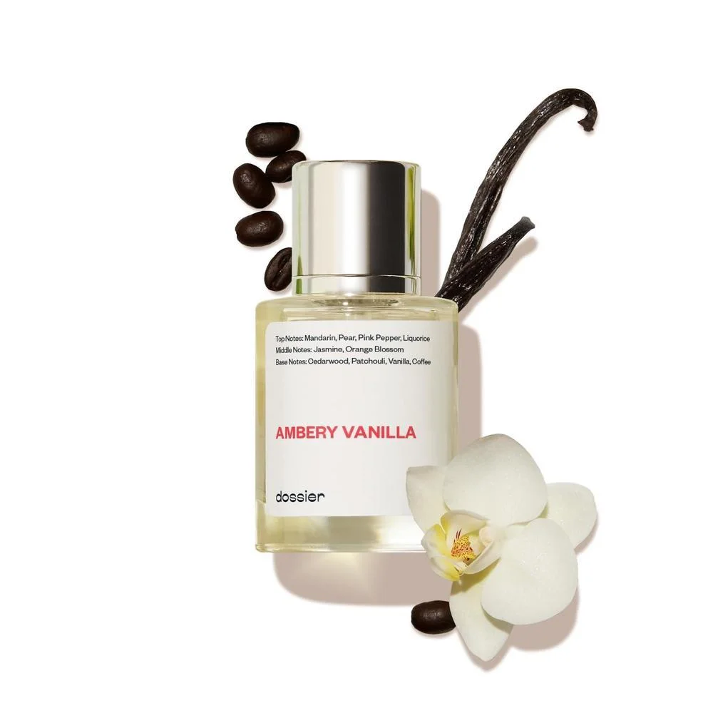 Dossier - Fragancia Ambery Vanilla Eau de Parfum Inspirada en Black Opium de YSL Larga Duración para Mujer