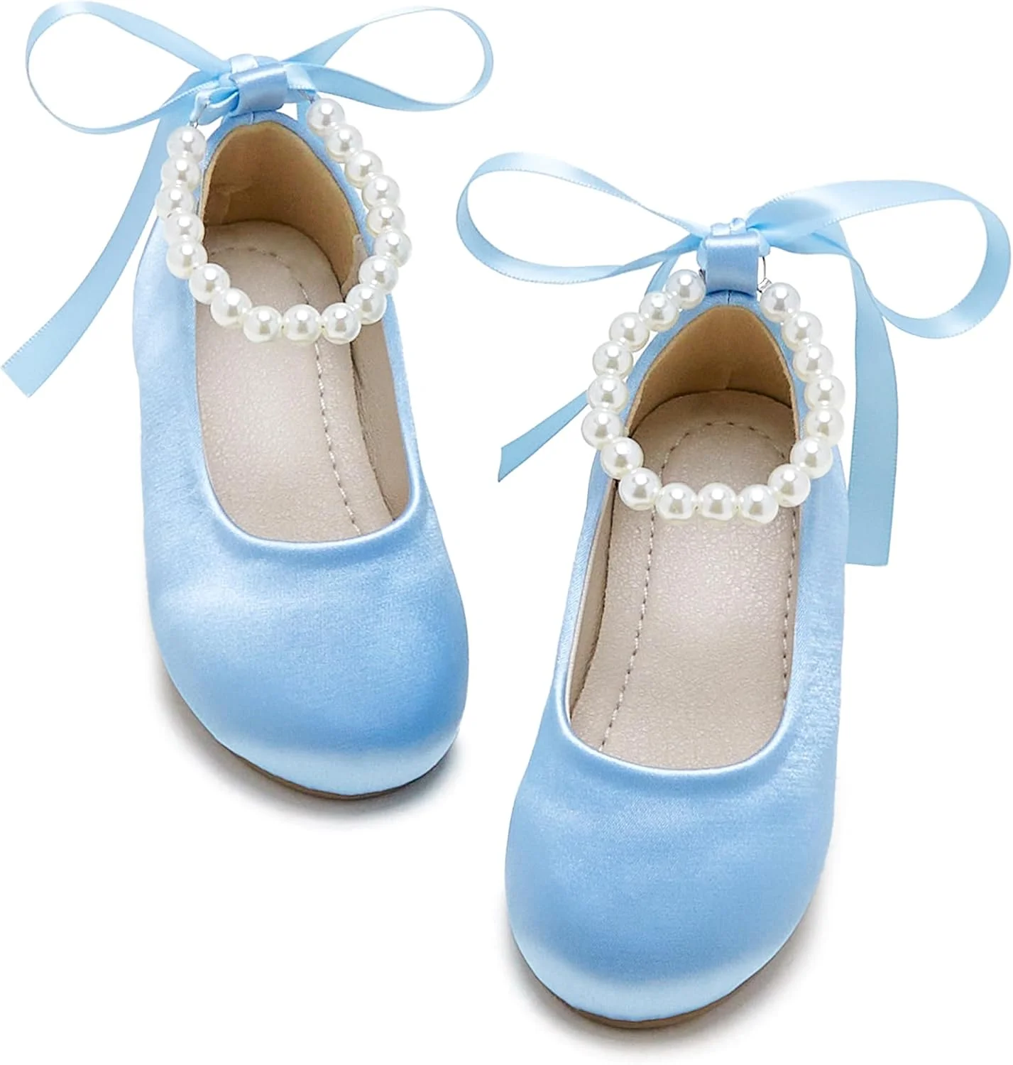 Zapato Phiramin Flower Girl Ballet Flat con Correa Perla para Niña