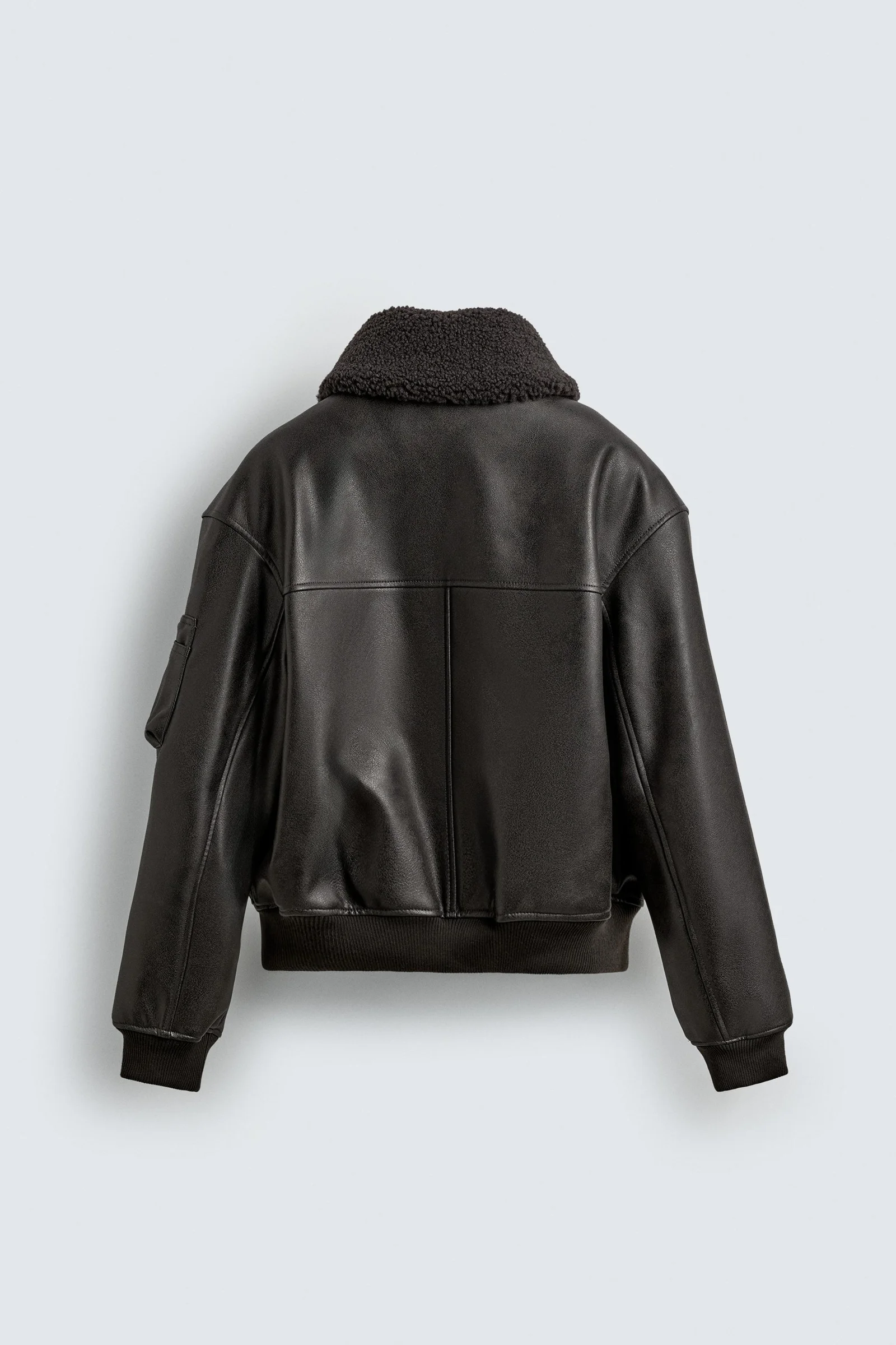 Cazadora Efecto Piel Cuello Desmontable Zara