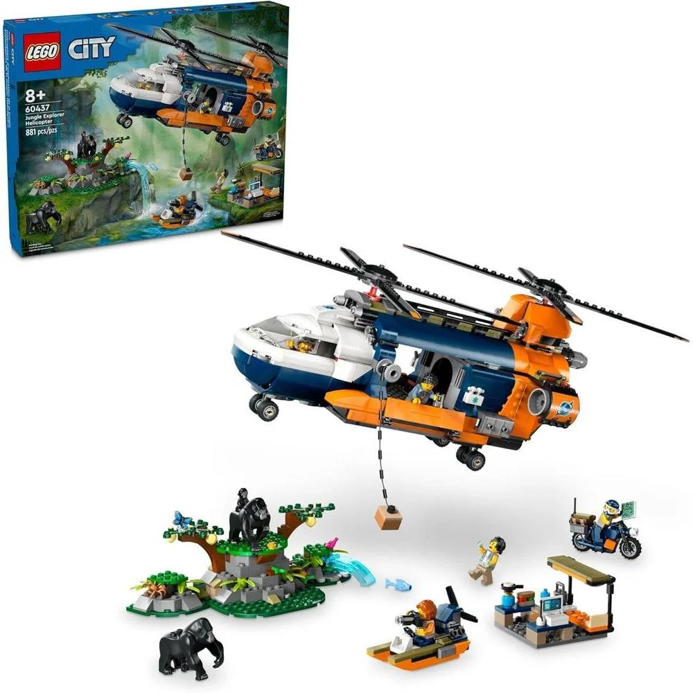 LEGO City Helicóptero Explorador de la Jungla en Campamento Base 60437