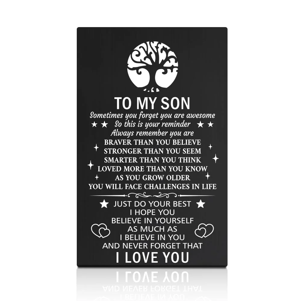 Tarjeta de acero inoxidable para billetera con grabado láser Para mi hijo