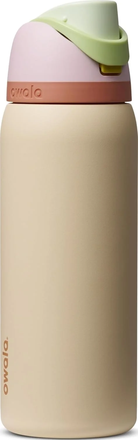 Botella térmica Owala FreeSip acero inoxidable 32 oz Rosa/Beige Desert Bloom