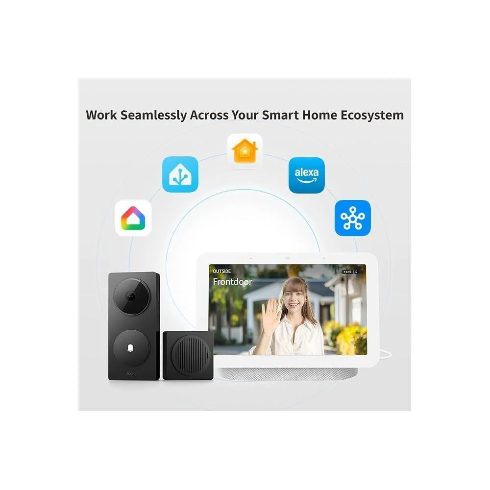Aqara Timbre Inteligente con Cámara G410 y Campanilla, Video Seguro HomeKit, Audio Bidireccional, Hub Matter Integrado
