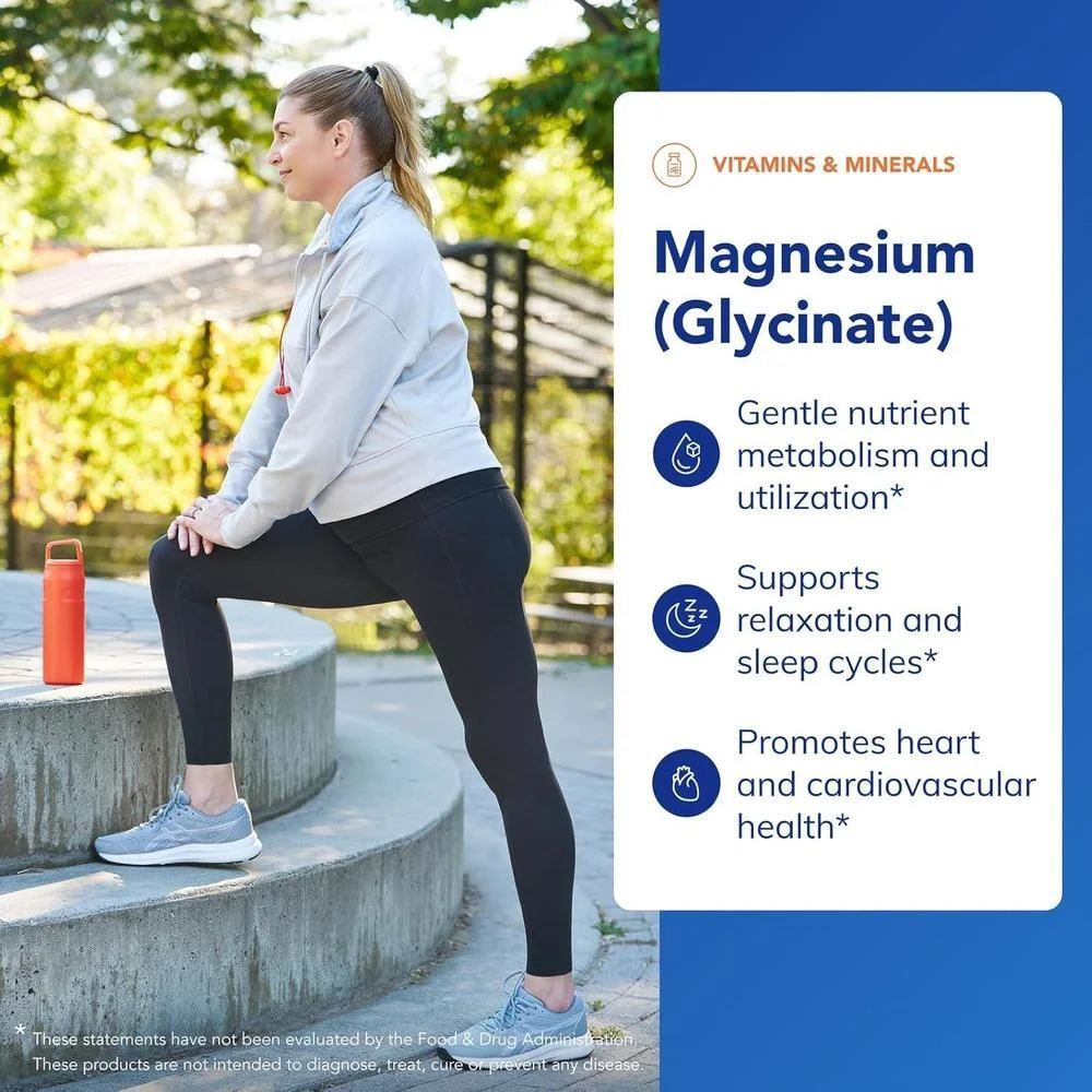 Magnesio glicinado Pure Encapsulations: soporte para relajación, salud cardíaca, músculos, nervios y metabolismo