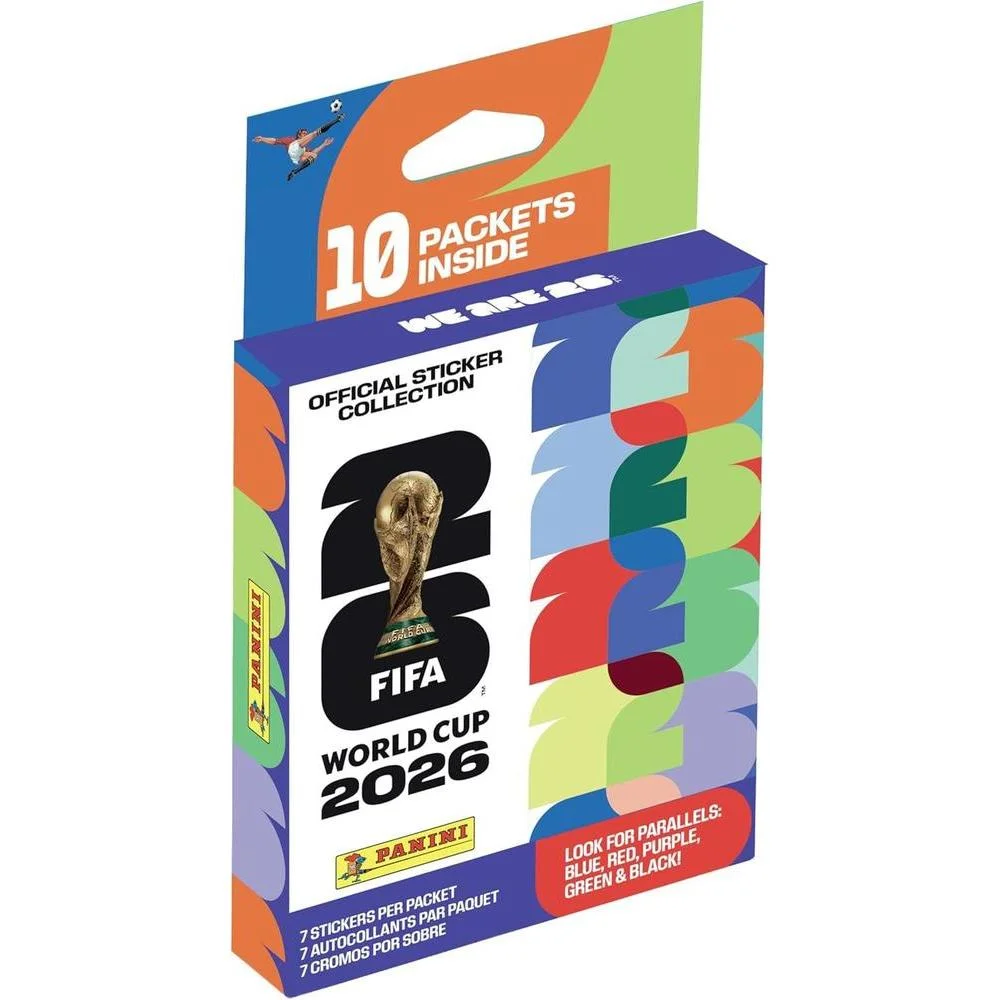 2026 Panini FIFA World Cup Sticker EcoBlister – 10 Official Sticker Packs – Includes Amazon Parallel Inserts – Licensed Tournament Collection
