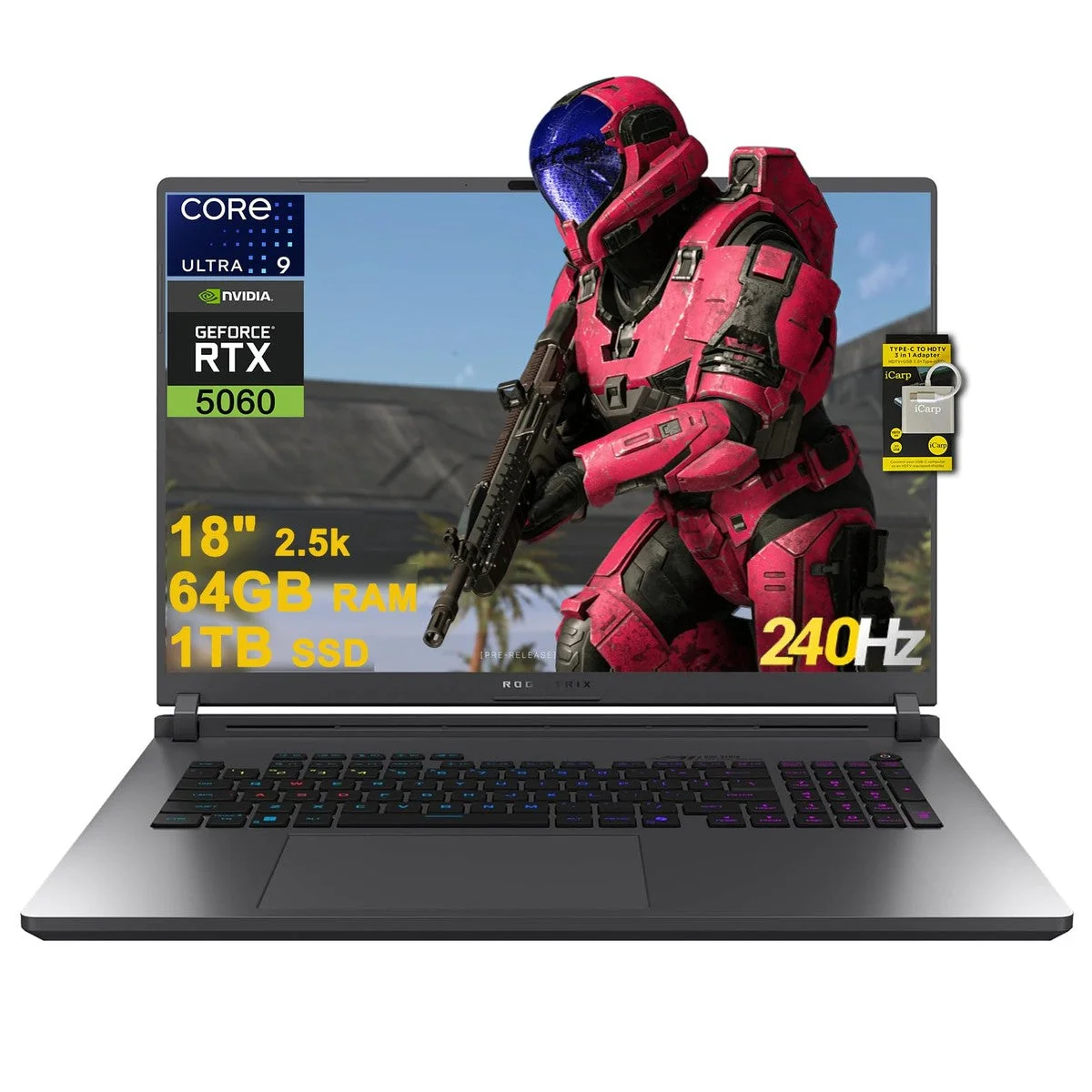 Laptop ASUS ROG Strix G18 G815 18" 2.5K 240Hz Intel Ultra 9 275HX 64GB RAM 1TB SSD RTX 5060