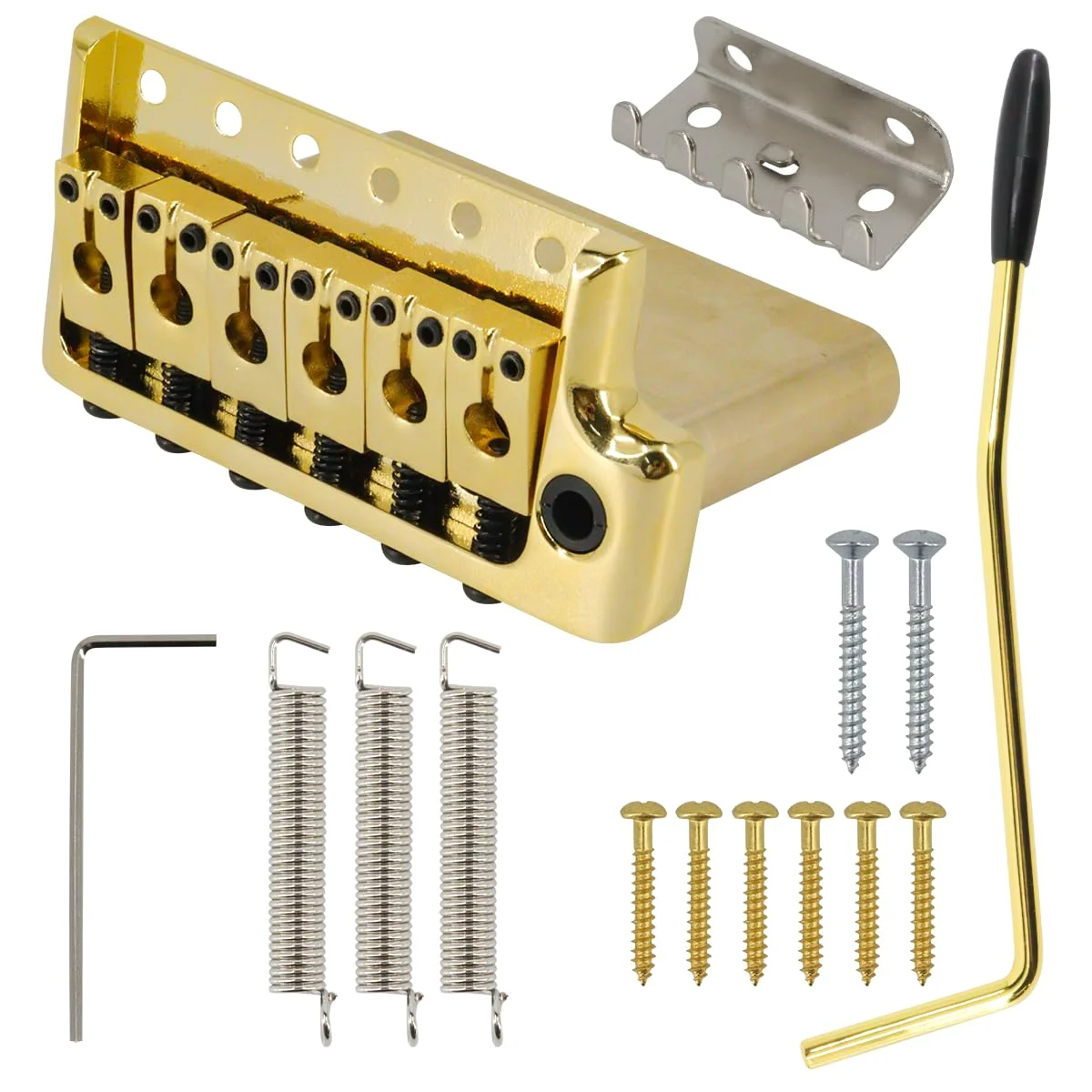 Puente tremolo para guitarra eléctrica estilo PRS 52.5mm latón macizo 6 tornillos dorado