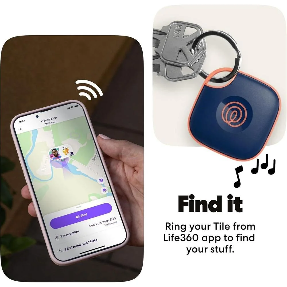 Tile Mate Rastreador Bluetooth para llaves, bolsas y artículos, compatible con iOS y Android, paquete de 4 colores