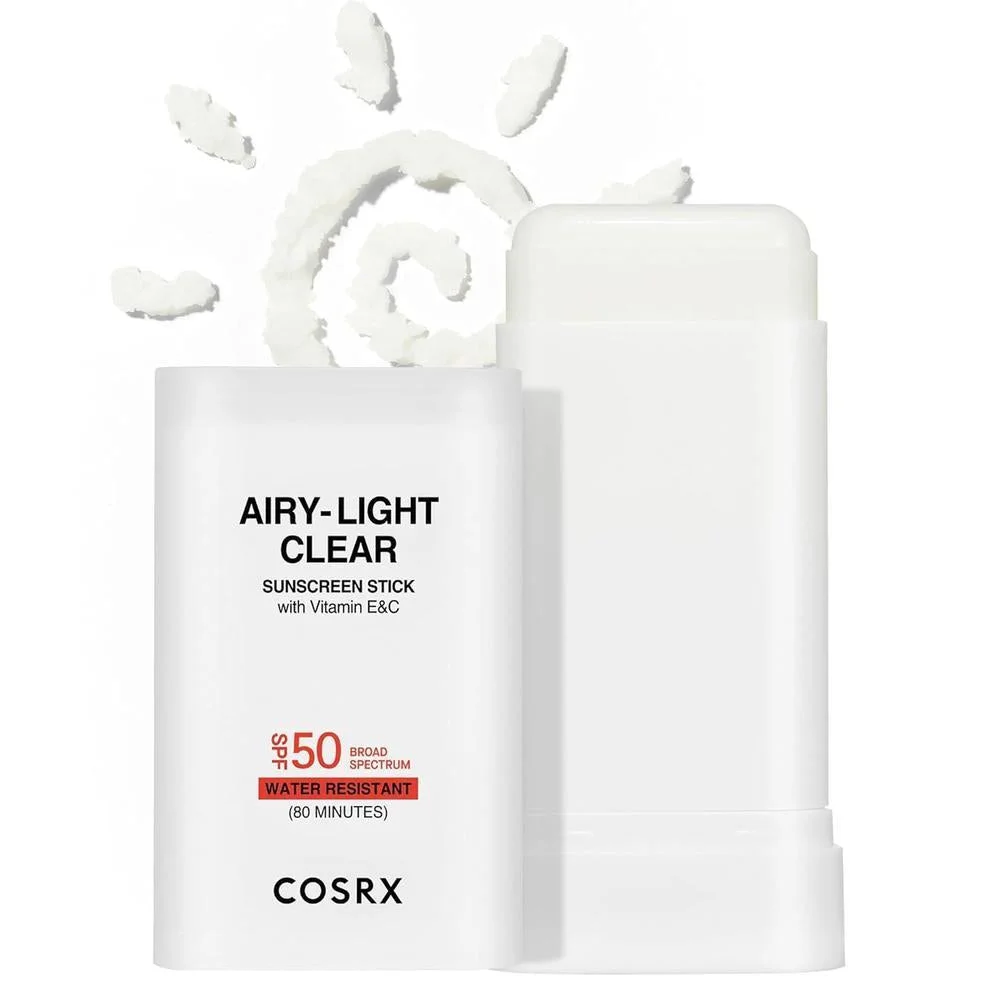 Protector Solar Cosrx Airy-Light Clear Sunscreen Stick SPF 50 con Vitamina E y C 19g