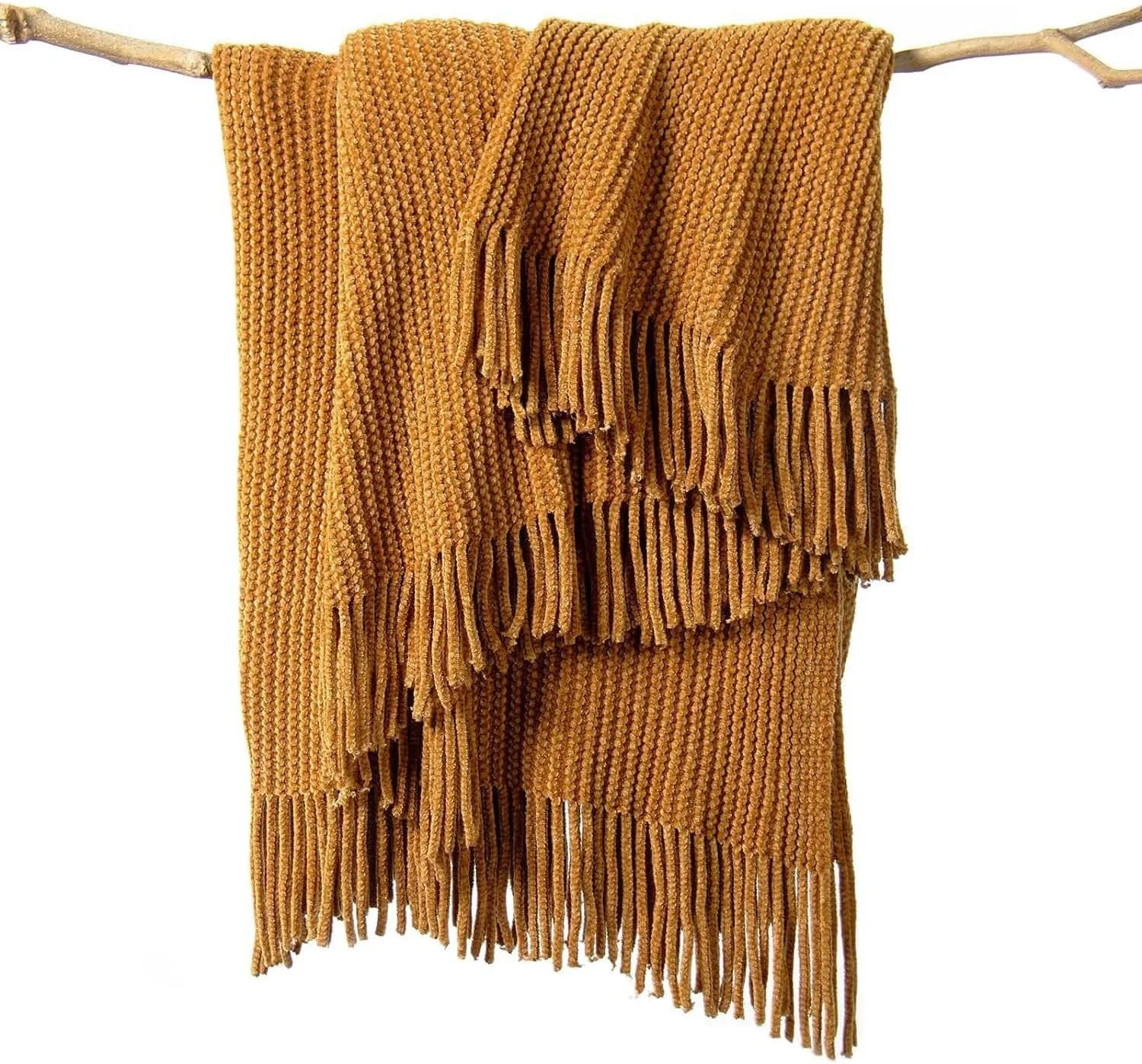 Manta Lifein Chenille Tejida Marrón Dorado 60 x 80 Pulgadas