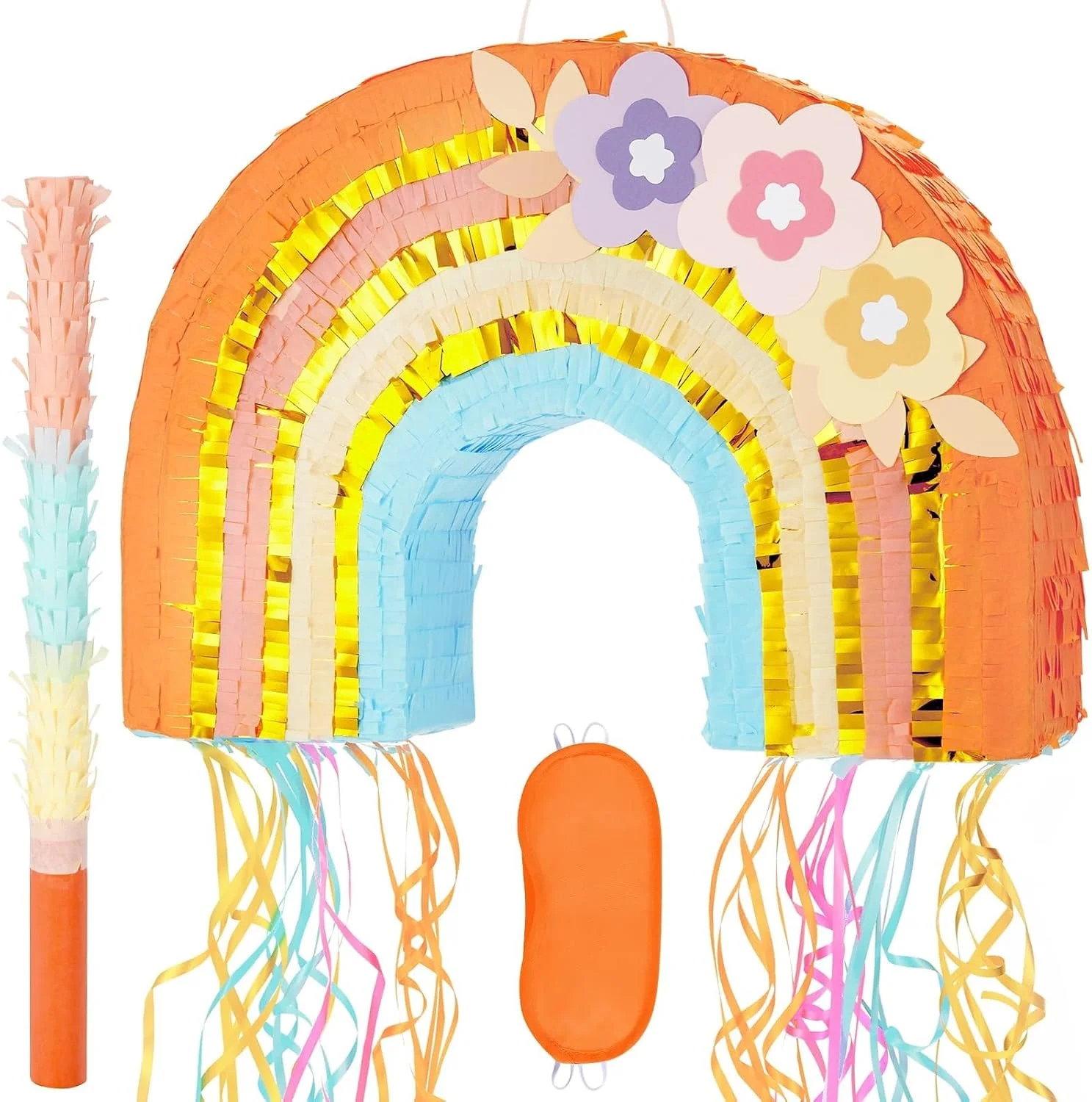 Piñata Arcoíris Boho Wernnsai con Cuerda para Tirar