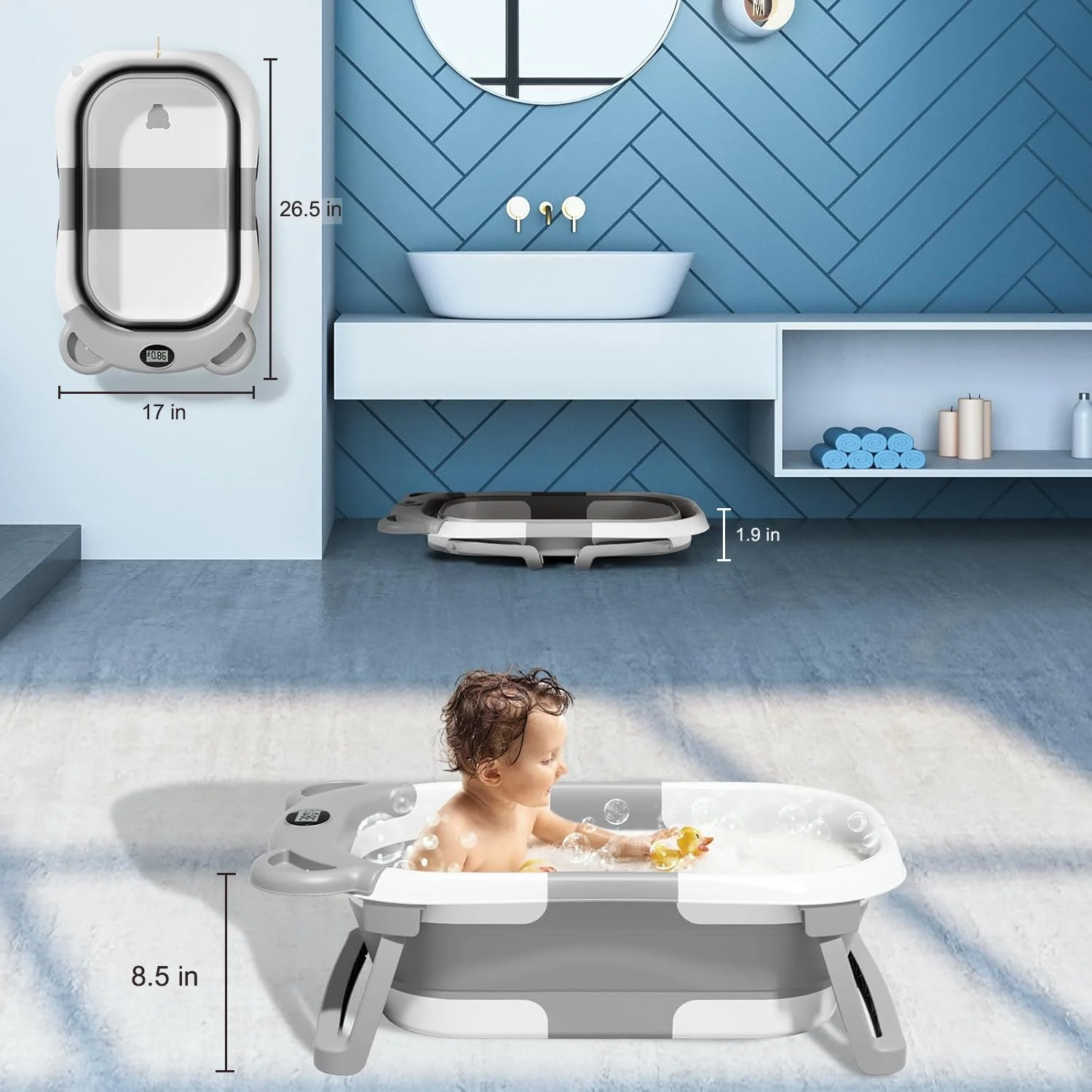 TPN Bañera Plegable para Bebé 0 a 36 Meses con Termómetro y Cojín Modelo 4