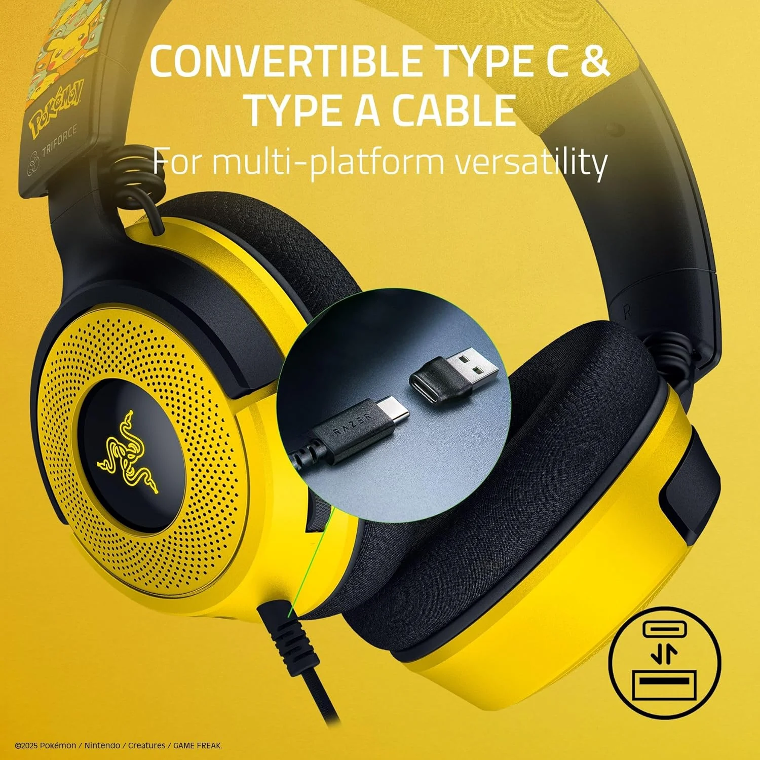 Razer Kraken V4 (Pokémon Edition) — Audífonos gaming con cable, sonido envolvente