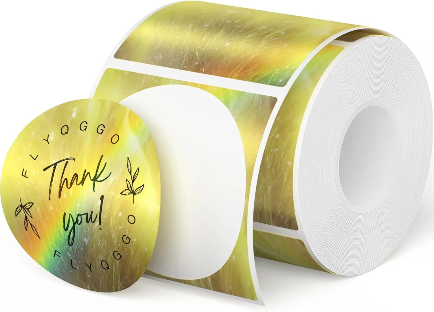 Etiquetas térmicas redondas holográficas 2 pulgadas Aurora Gold 200 piezas