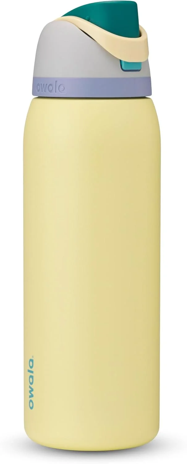 Botella Owala FreeSip acero inoxidable 40 oz gris y amarillo