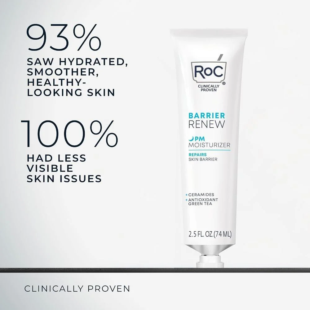RoC Barrier Renew Crema Hidratante Nocturna Con Ceramidas Y Té Verde Antioxidante 70ml