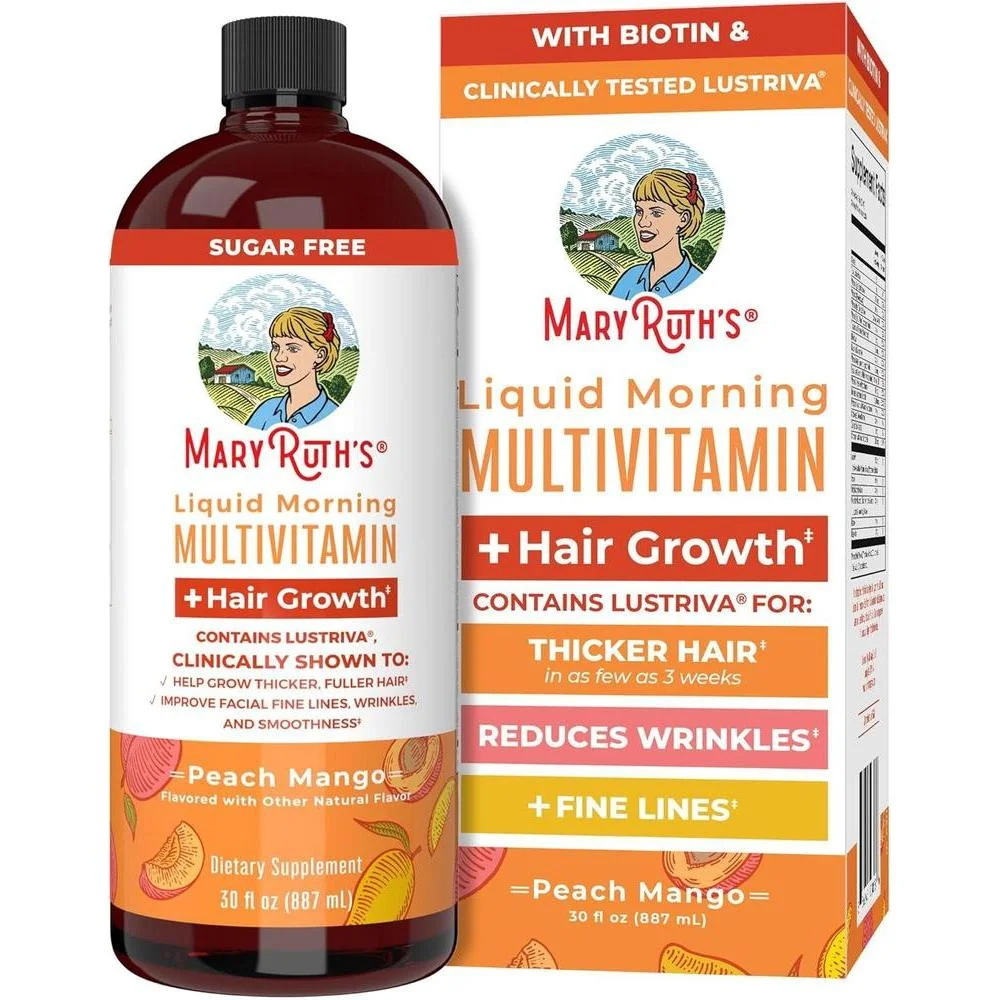 Multivitamínico Líquido Maryruth's con Biotina 10000mcg para Crecimiento de Cabello 30 fl oz