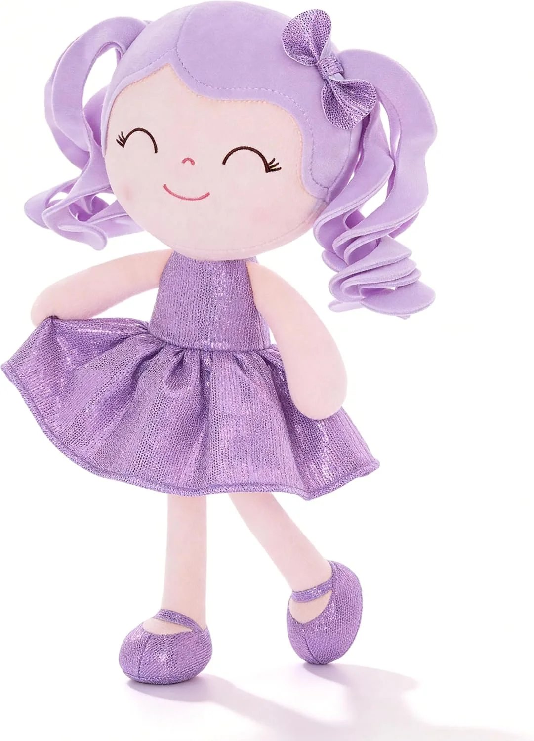 Muñeca de peluche Gloveleya bebé vestido brillante púrpura 30 cm