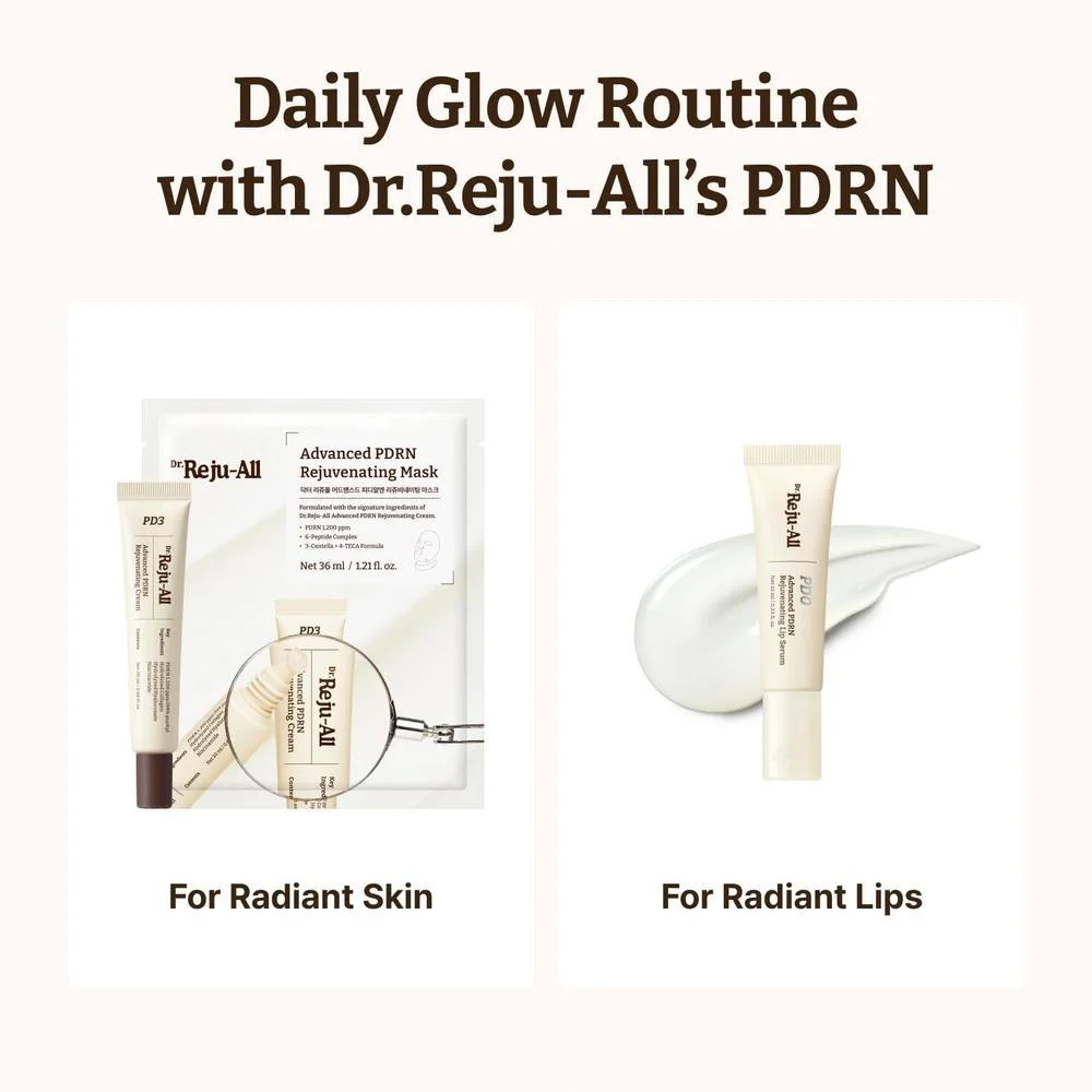 Set De Cuidado Facial Coreano PDRN Essentials Trio Con Crema, Sérum De Labios Y Mascarilla Para Hidratación