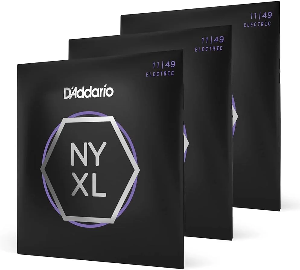 Cuerdas para guitarra eléctrica D'Addario NYXL 11-49, pack de 3 juegos