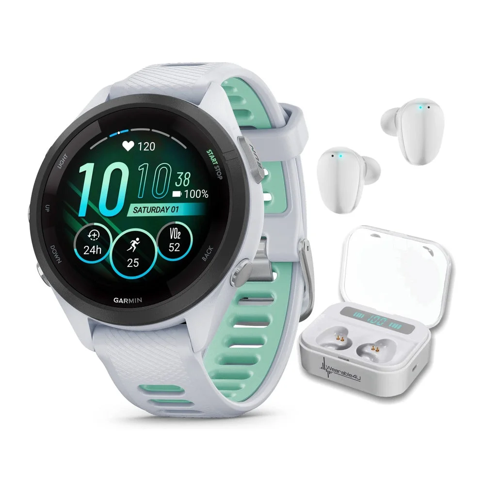 Smartwatch Garmin Forerunner 265S Music GPS 42 mm Whitestone con auriculares