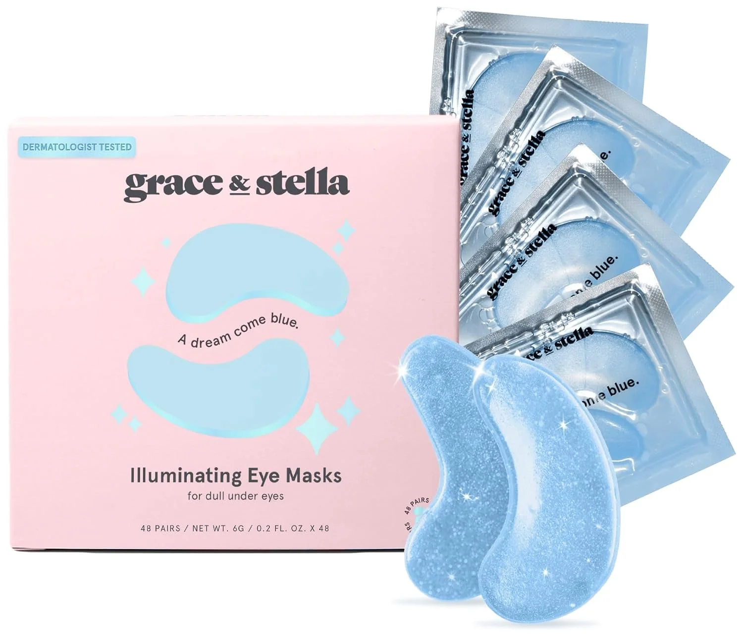 Mascarilla para contorno de ojos grace & stella azul 48 pares