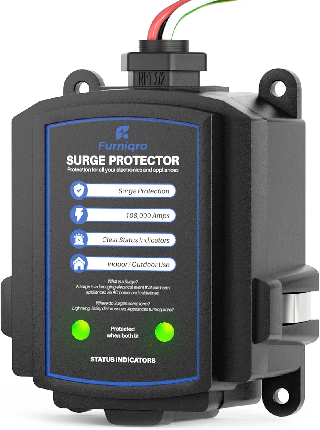 Furniqro FHSPD108S Whole House Surge Protector for 108,000 Amps, Ultimate Surge Protection, Whole Home Surge Protector for Indoor/Outdoor Use, 120/240V