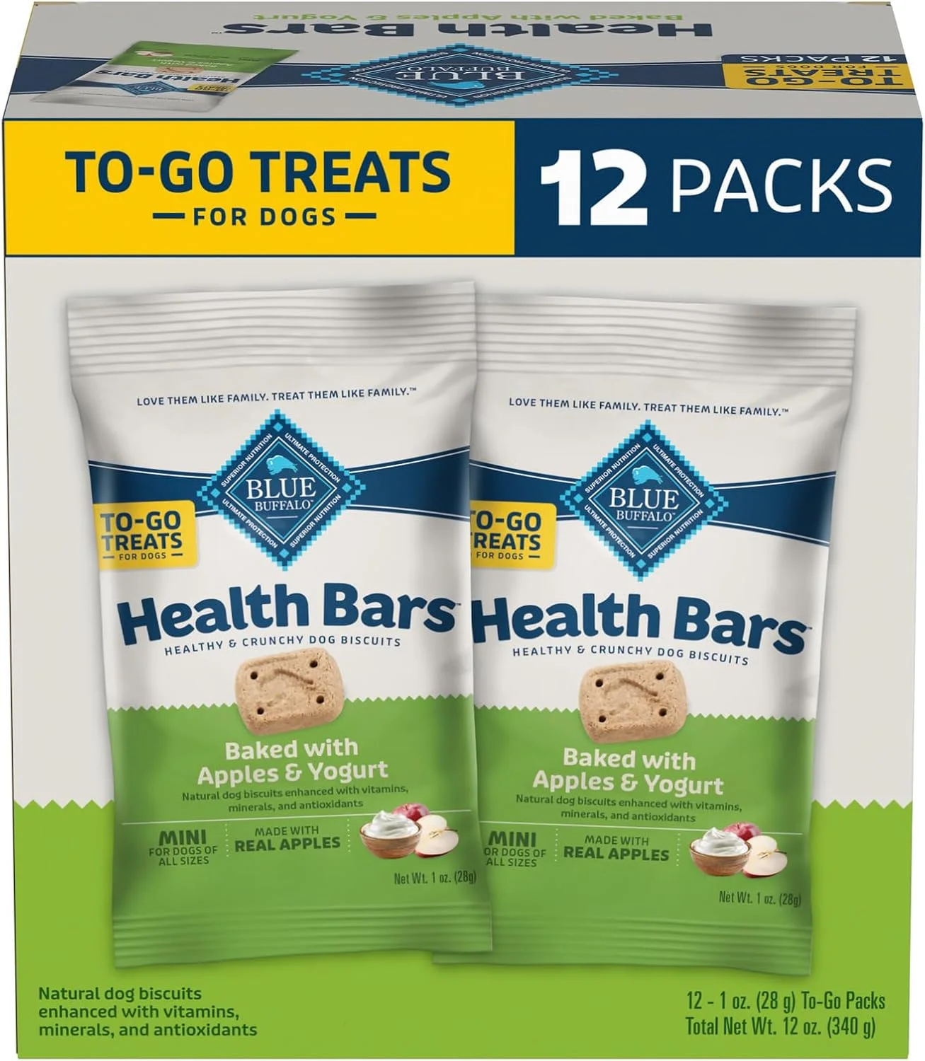 Galletas Blue Buffalo Health Bars Mini Manzana y Yogur para Perros 12 bolsas de 1 oz