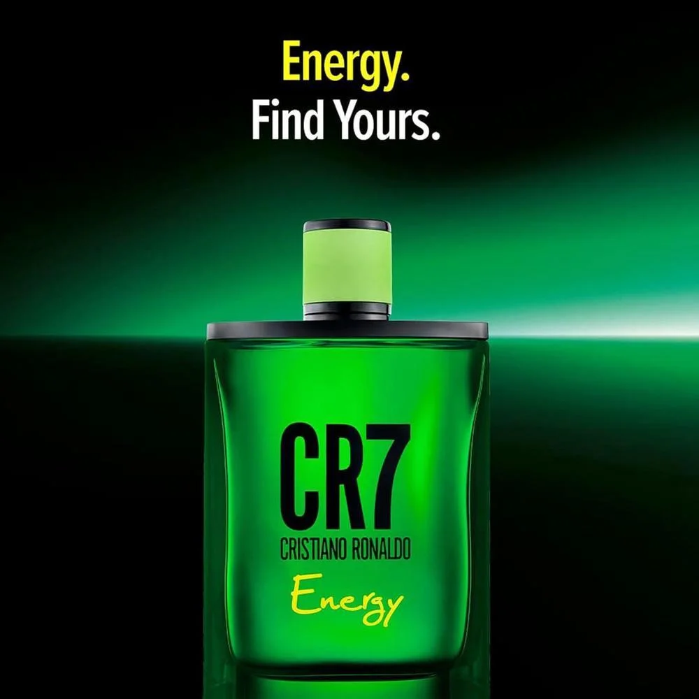 Cristiano Ronaldo CR7 Energy Eau de Toilette - Colonia masculina con cardamomo, lavanda y notas de madera de cedro