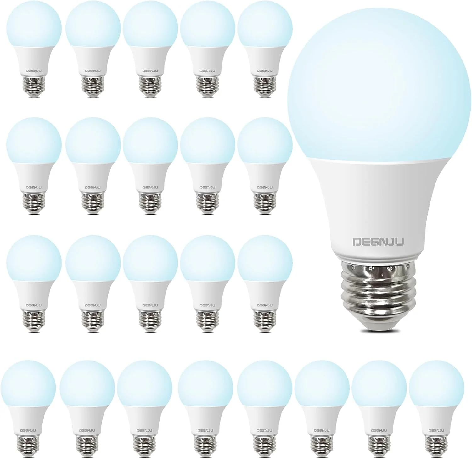 Ampolleta LED A19 DEGNJU 8W equivalente 60W luz día 5000K pack 24 unidades