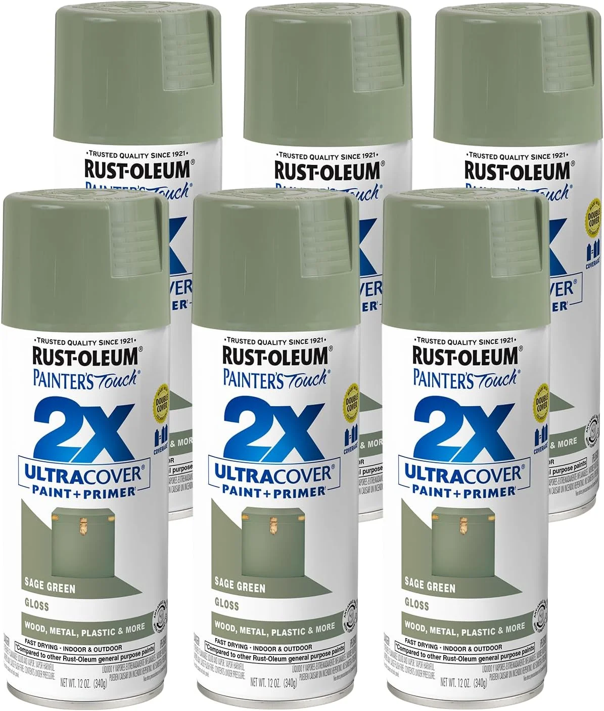 Pintura en spray Rust-Oleum Painter's Touch 2X Ultra Cover acabado brillo verde salvia