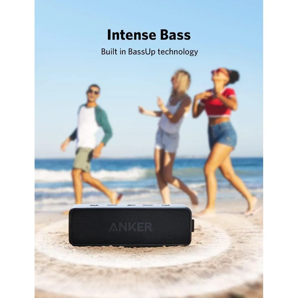 Anker Soundcore 2 Altavoz Bluetooth con sonido estéreo 12W, Bluetooth 5, Bassup, IPX7 impermeable y 24 horas de reproducción