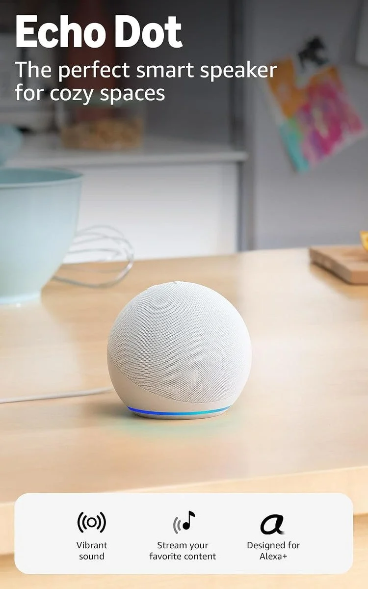 Echo & Alexa Amazon Echo Dot (newest model) - Vibrant sounding speaker, Designed for Alexa+, Great for bedrooms, dining rooms and offices, Glacier White