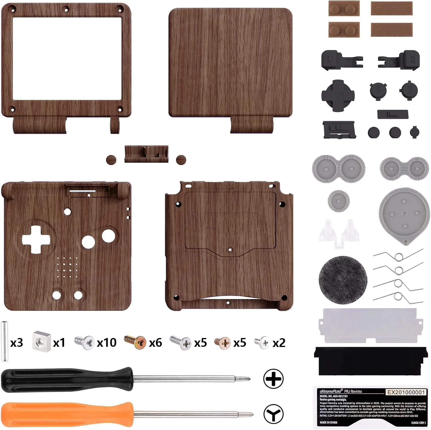 Carcasa de reemplazo eXtremeRate Wood Grain para Gameboy Advance SP compatible con pantalla IPS