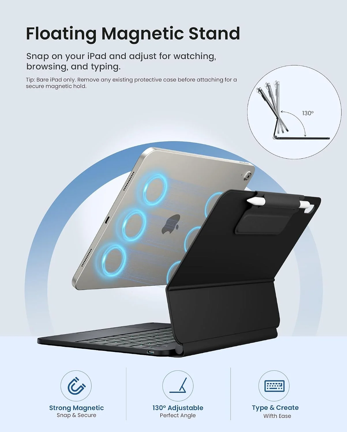 Funda con Teclado typecase Edge para iPad 11" (A16) / 10.ª Gen - Negro