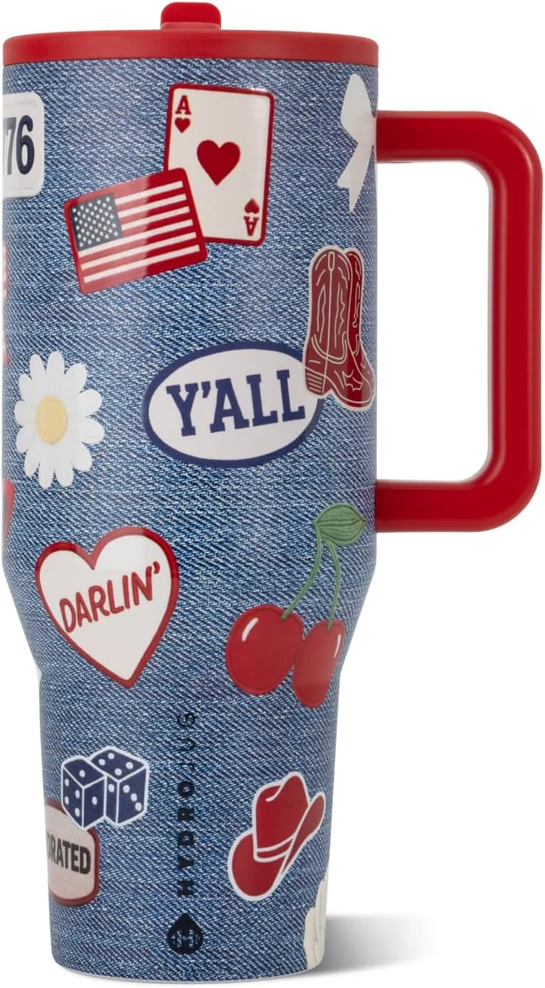 Vaso Tumbler HydroJug Traveler 40oz con Asa y Popote American Honey