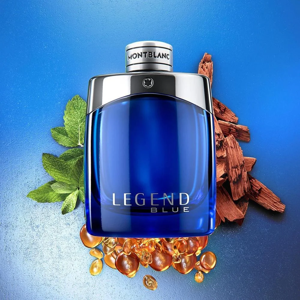 Perfume MONTBLANC Legend Blue para hombres con fragancia de madera, 100 ml