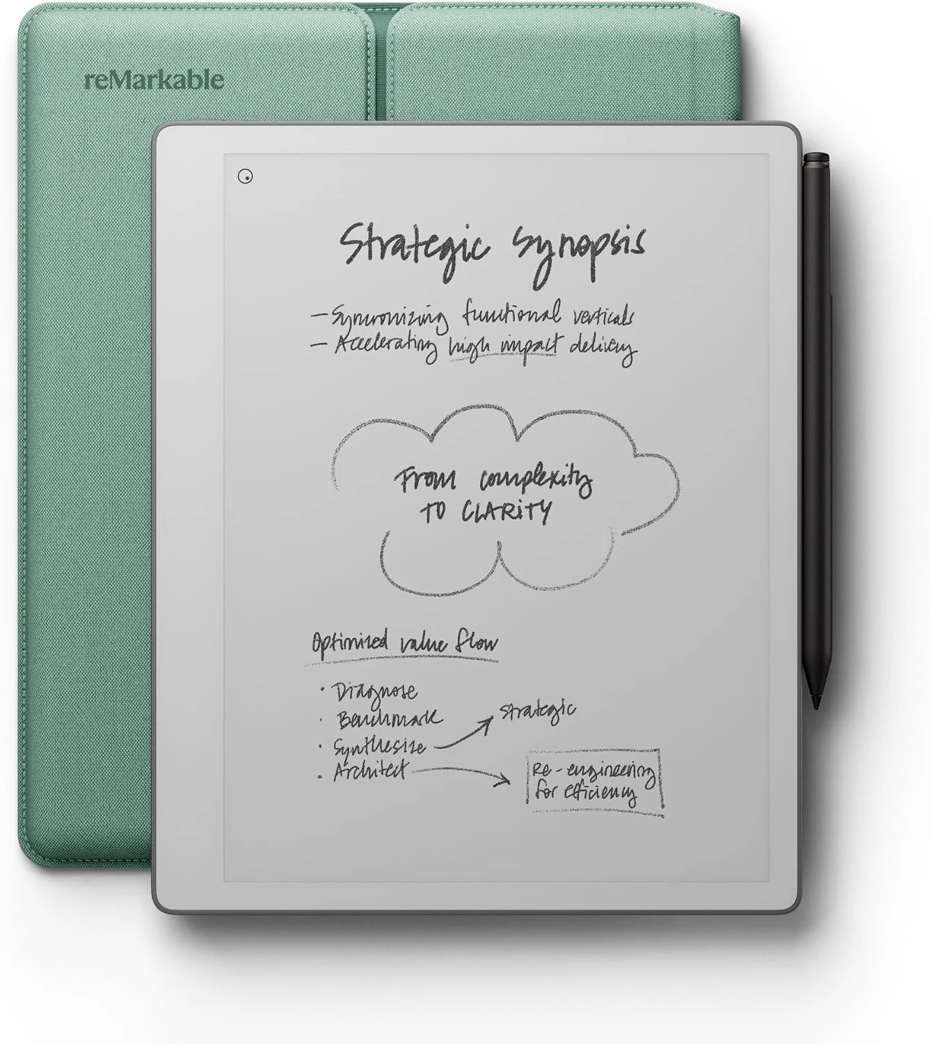 Tableta gráfica reMarkable Paper Pure 10.3 pulgadas con Marker Plus y funda Mist Green