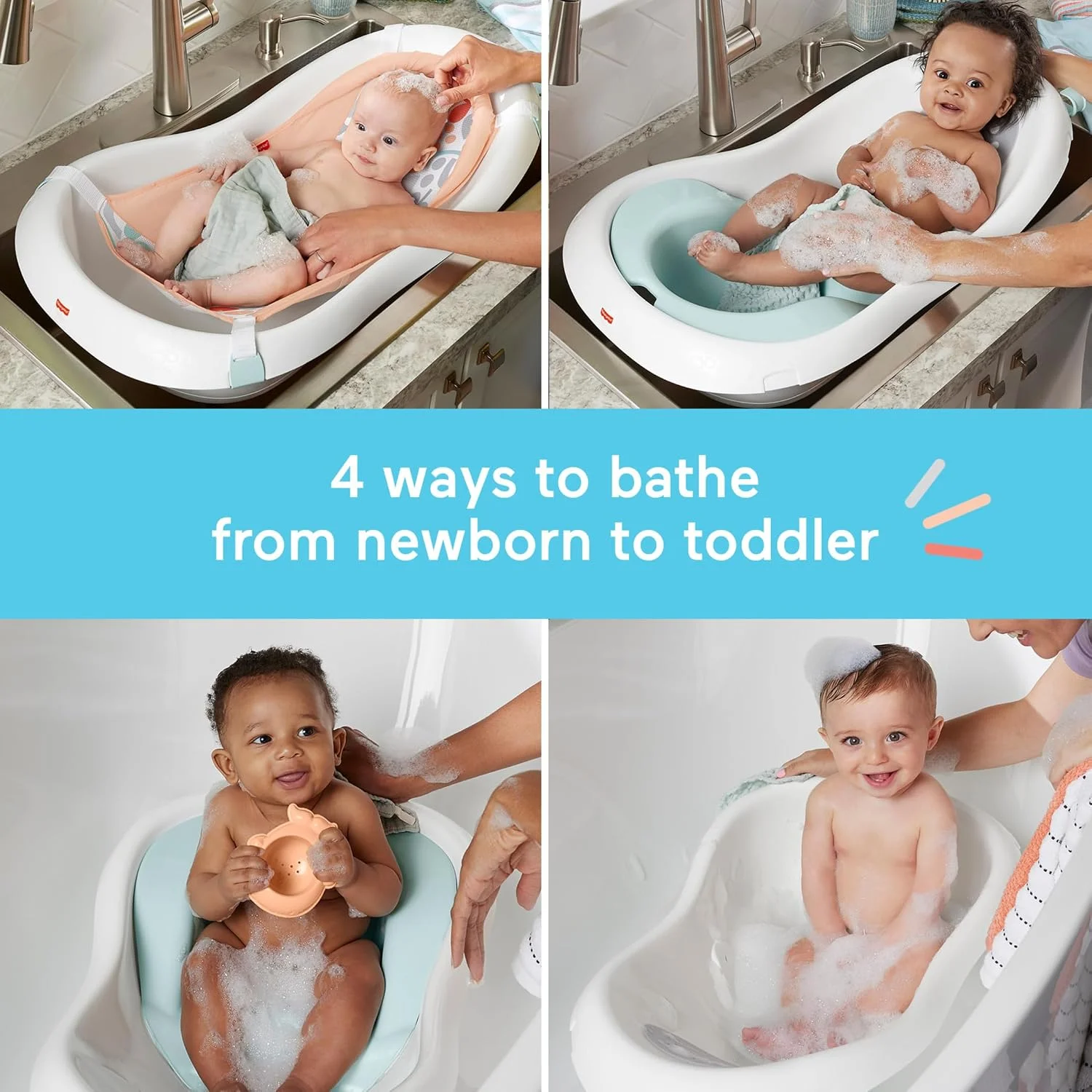 Fisher-Price Sling N Seat 4 en 1 Bañera para Bebé Summer Blossoms Modelo 2