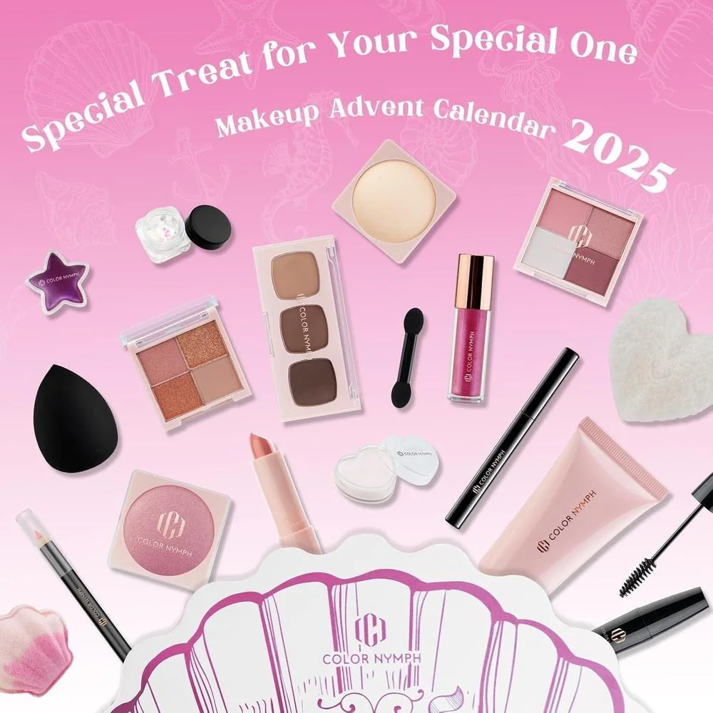 Calendario de Adviento de Maquillaje 2025, 24 Días de Sorpresas, Set de Regalo para Mujeres y Adolescentes