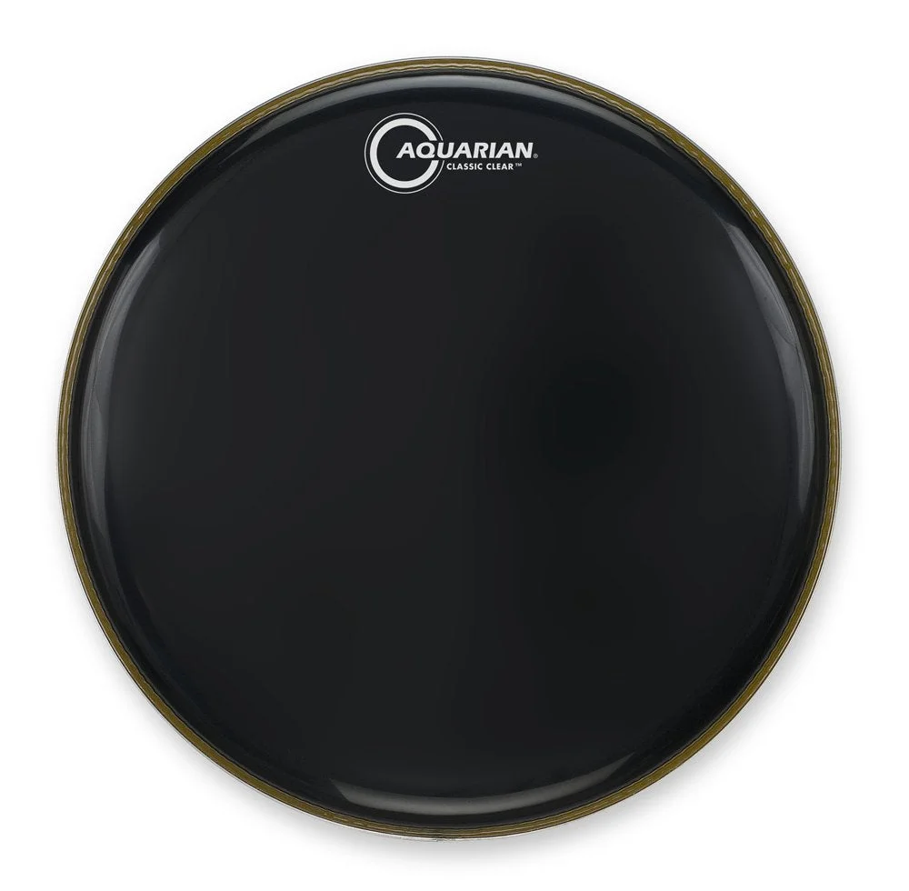 Parche de batería Aquarian Classic Clear 18 pulgadas negro brillante