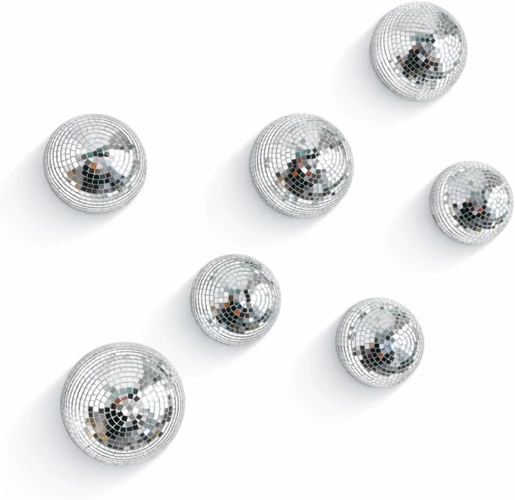 7Pcs Half Disco Ball Wall Decor Set 4/5in Disco Mirror Decor for Home Party