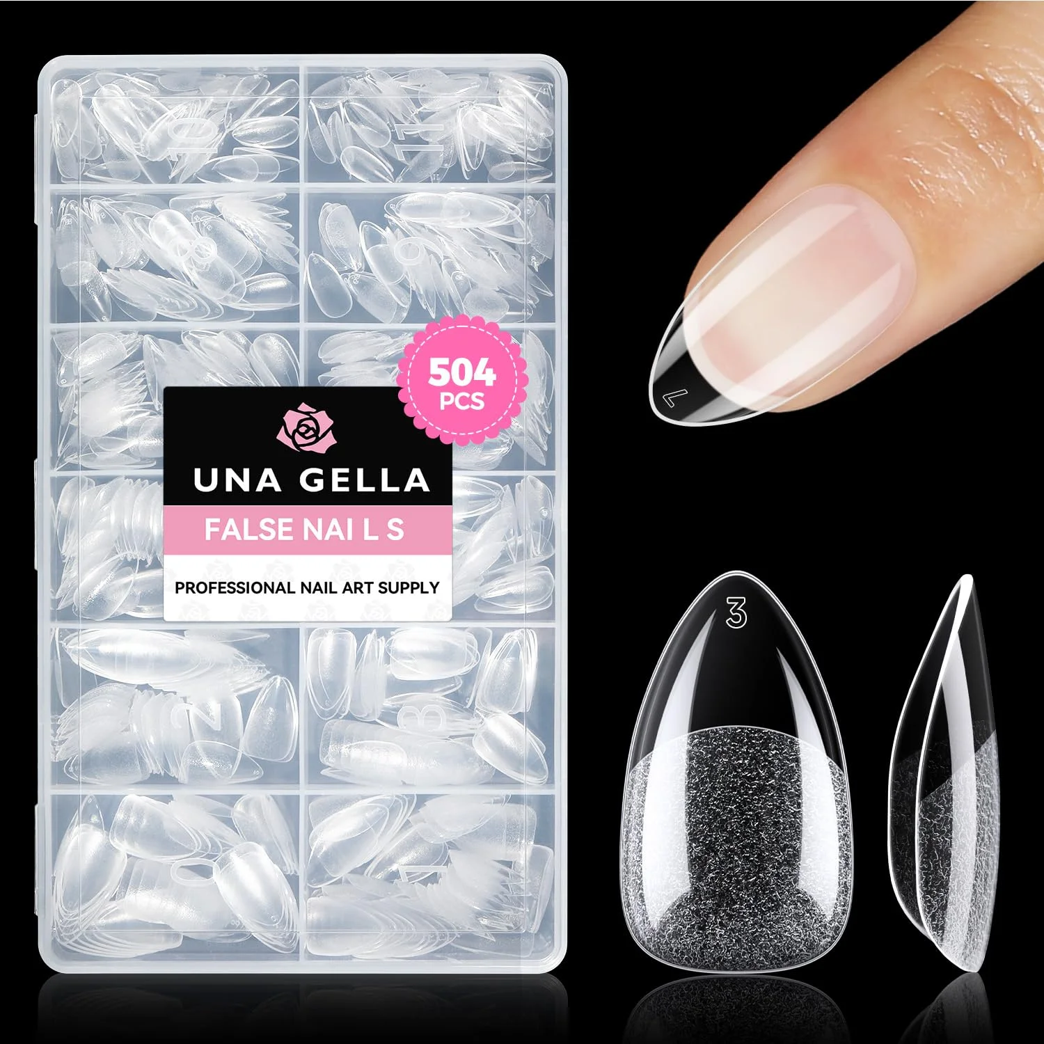Uñas postizas Una Gella forma almendra cortas 504 piezas