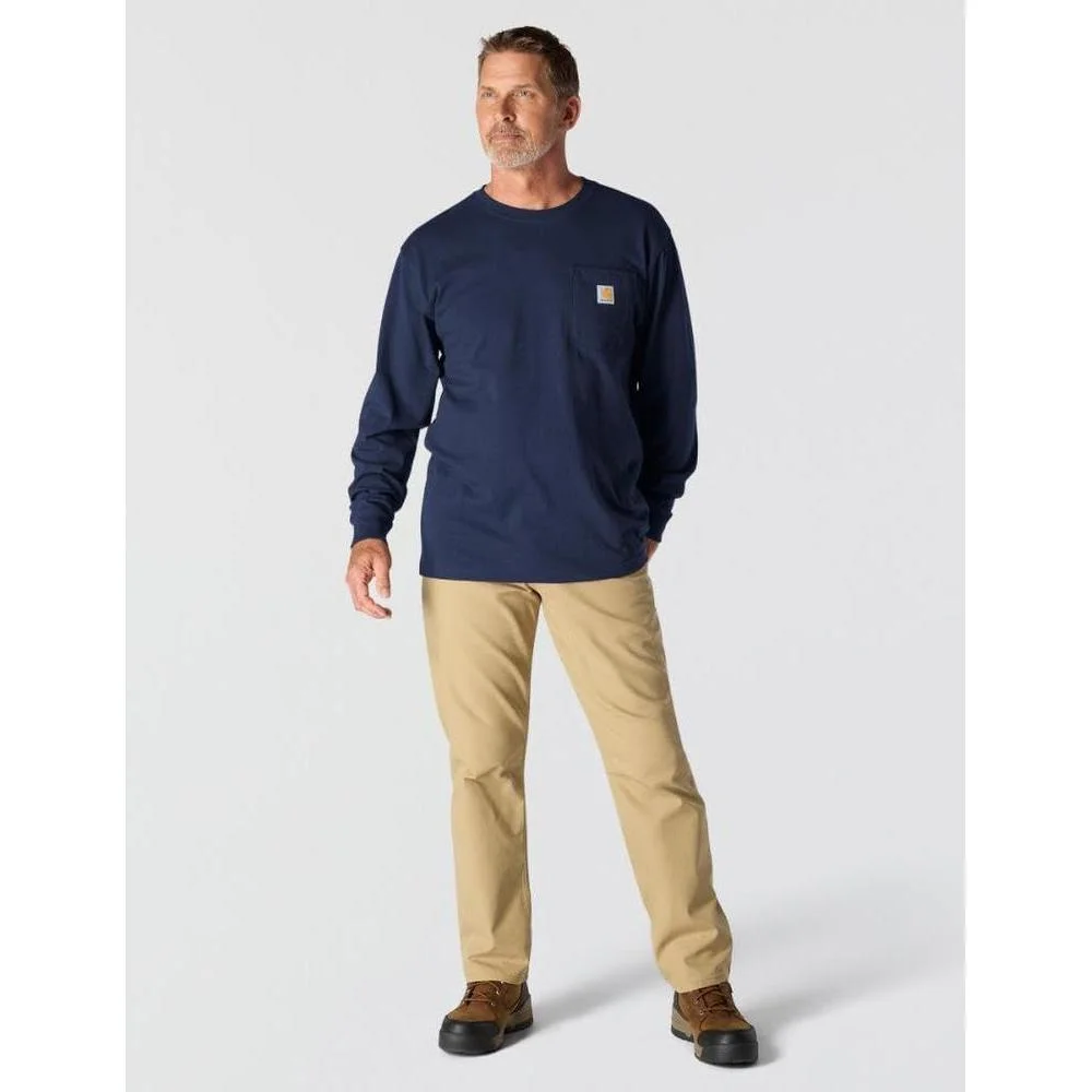 Camiseta de trabajo Carhartt de manga larga con bolsillo para hombre, ajuste holgado y resistente para actividades intensas
