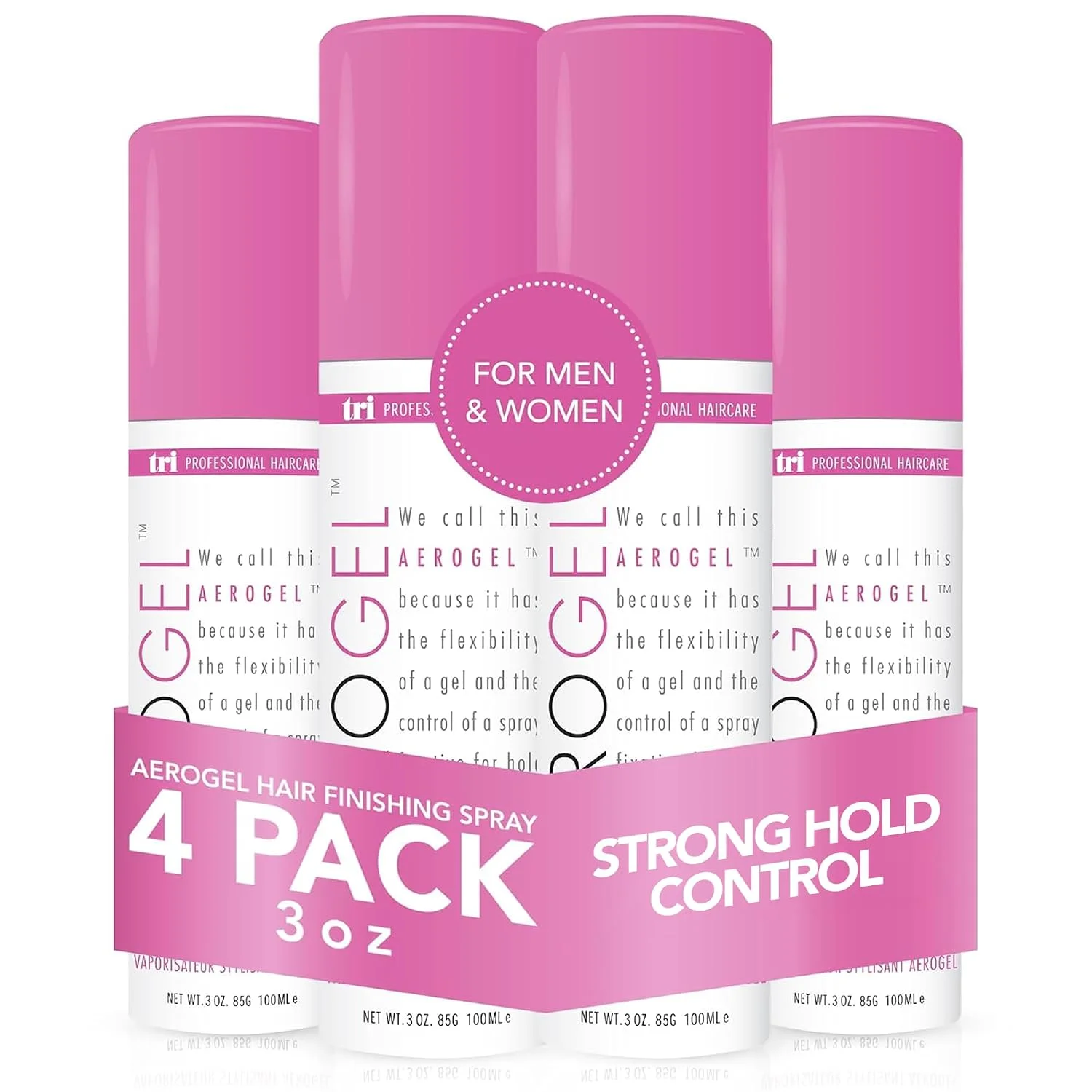 TRI Design Aerogel Strong Hold Volumizing Hair Finishing Spray -3 oz, 4Pack