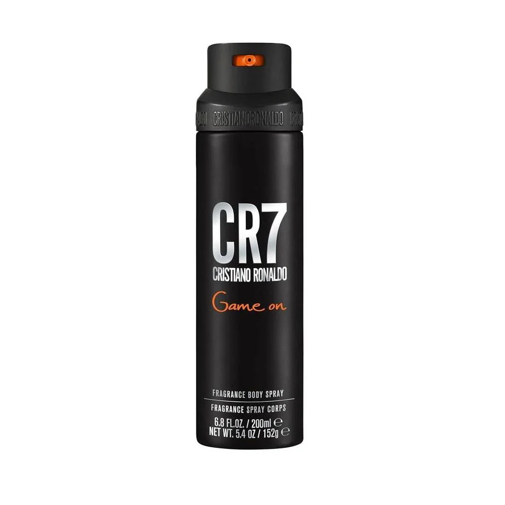 Cristiano Ronaldo CR7 Game On Body Spray for Men - 6.8 oz - Woody Fragrance with Papaya, Ice, Lavender, Cedar, Cashmere Wood Scent - Long Lasting - Everyday Wear - Travel Size - Premium Gift for Him