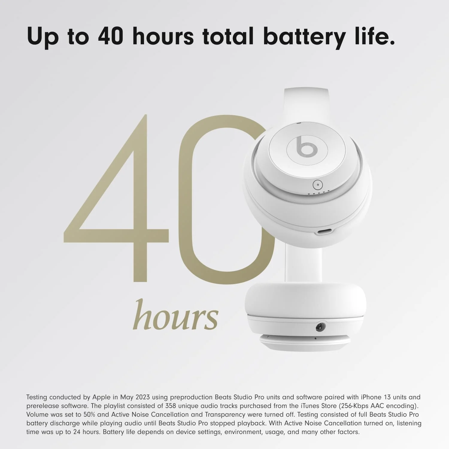 Beats Studio Pro - Mate blanco — Audífonos over-ear premium con ANC, hasta 40h
