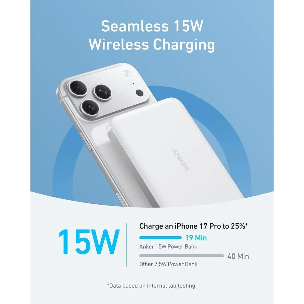 Anker MagGo - Batería externa magnética de 10000 mAh certificado Qi2, cargador portátil MagSafe ultrarrápido compatible iPhone